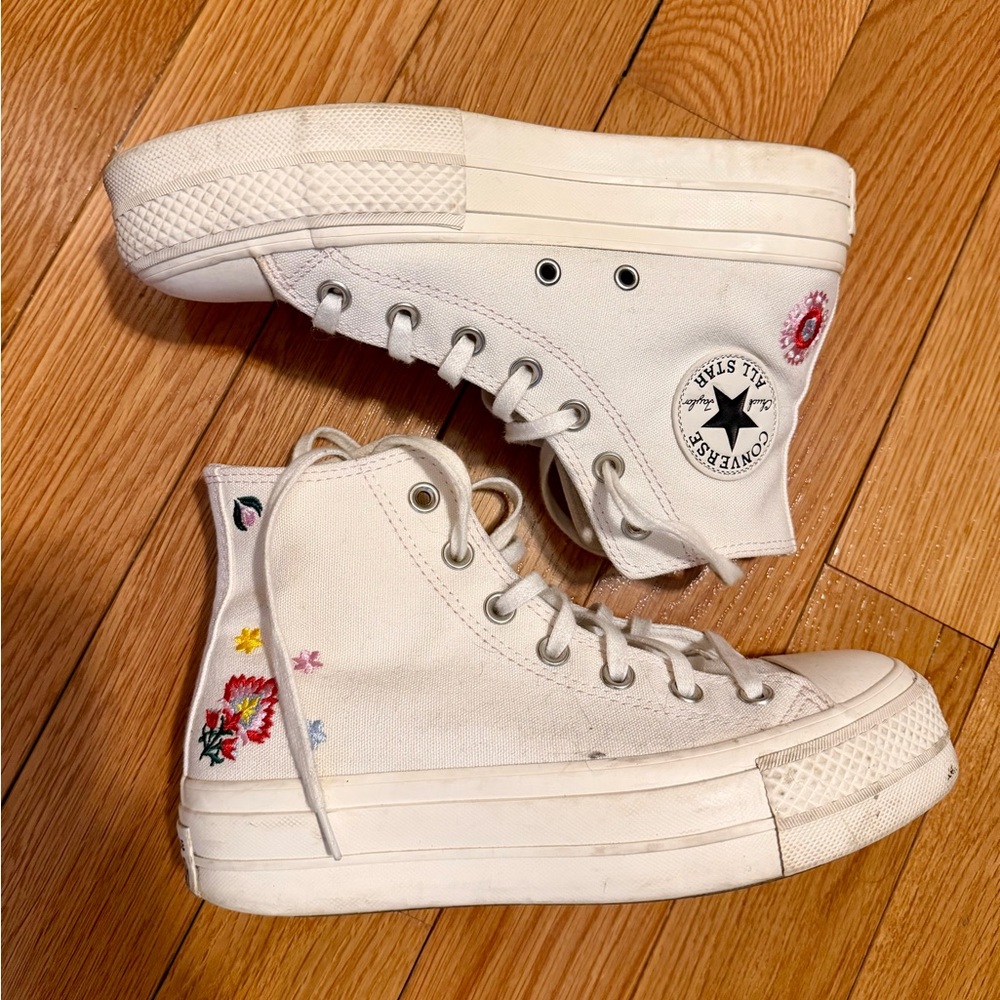 Platform Converse Embroidered Flowers